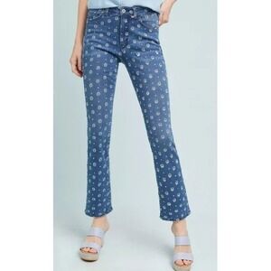 Pilcro and the Letterpress Blue Floral Boot-Cut Jeans